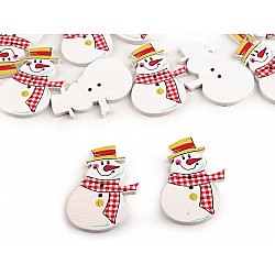 Decorative Christmas Wooden Button, white, 10 pc.