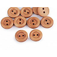 Wooden Buttons size 24', natural medium, 10 pc.