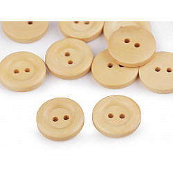 Wooden Buttons size 32', natural light, 10 pc.