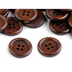 Wooden Button size 32' 4-hole, brown natural, 10 pc.