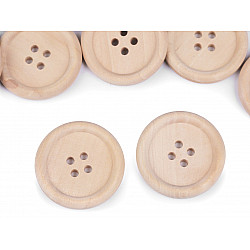 Wooden Buttons size 48', natural light, 10 pc.