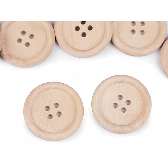 Wooden Buttons size 48, natural light, 10 pc.