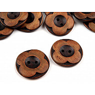 Wooden Bloom Button 40', brown natural, 10 pc.