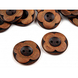 Wooden Bloom Button 40', brown natural, 10 pc.