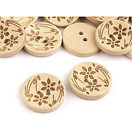 Wooden Button size 32' Flowers, ivory, 50 pc.