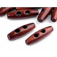 Wooden Toggle Button 12x40 mm, red-brown, 10 pc.