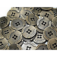 Metal Button size 32' Fashion, brass, 5 pc.