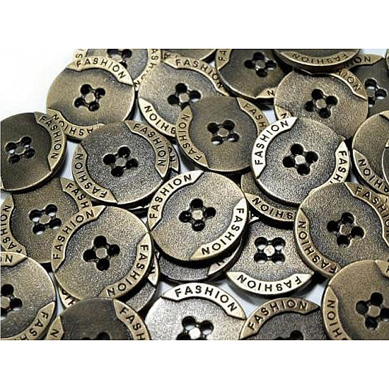 Metal Button size 32 Fashion, brass, 5 pc.