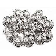 Metal Button size 28', silver, 5 pc.