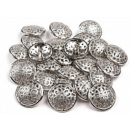 Metal Button size 40', silver, 5 pc.