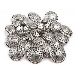 Metal Button size 40', silver, 5 pc.