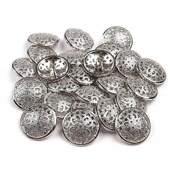 Metal Button size 40, silver, 5 pc.