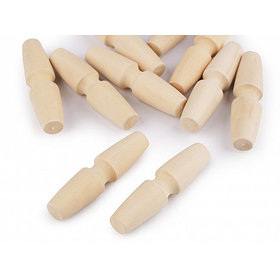 Wooden Toggle Button 15x60 mm, ivory, 10 pc.