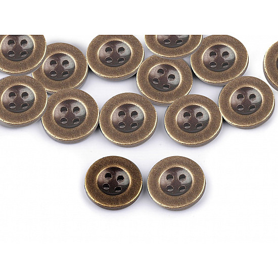 Plastic Button size 24, vintage brass, 20 pc.