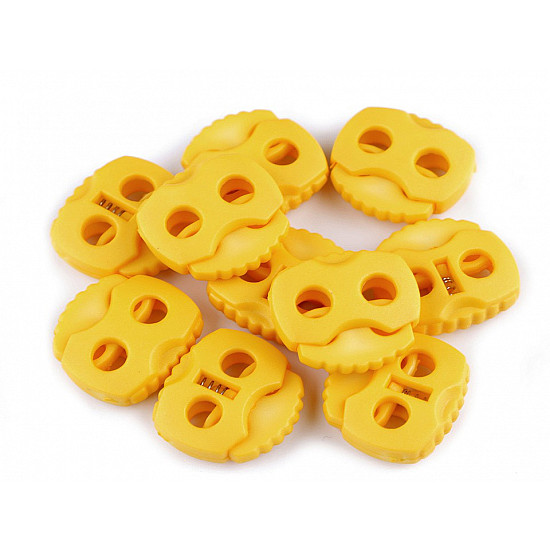 Cord Lock Stopper Toggles 20x20 mm 2-hole (package 10 pc.) - yellow