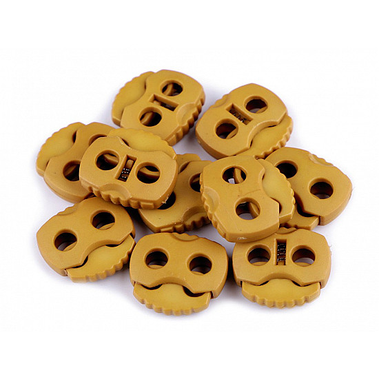 Cord Lock Stopper Toggles 20x20 mm 2-hole (package 10 pc.) - mustard - dark