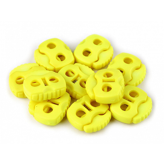 Cord Lock Stopper Toggles 20x20 mm 2-hole (package 10 pc.) - yellow reflective