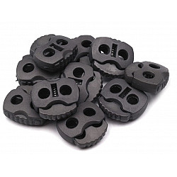 Cord Lock Stopper Toggles 20x20 mm 2-hole (package 10 pc.) - gray hematite