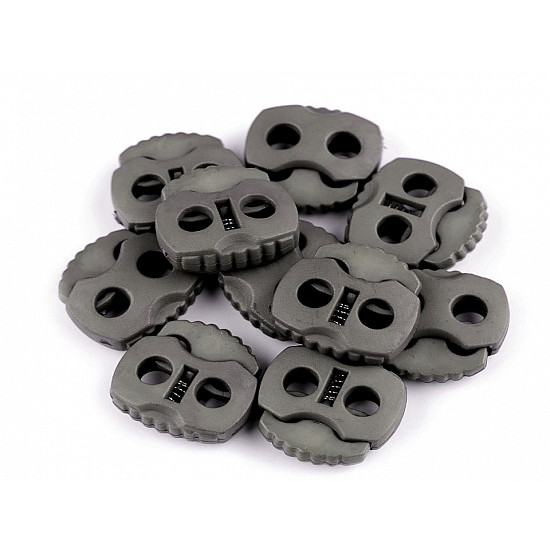 Cord Lock Stopper Toggles 20x20 mm 2-hole (package 10 pc.) - grey