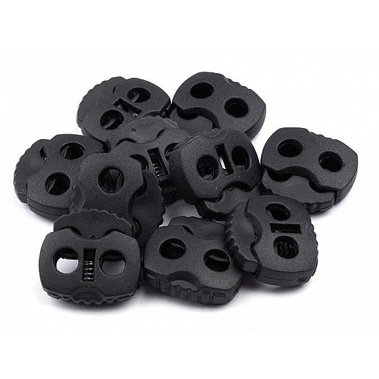 Cord Lock Stopper Toggles 20x20 mm 2-hole (package 10 pc.) - black