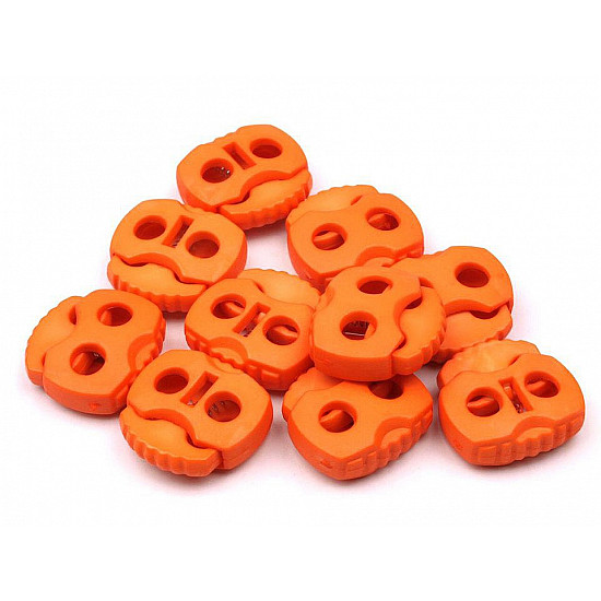 Cord Lock Stopper Toggles 20x20 mm 2-hole (package 10 pc.) - orange pumpkin