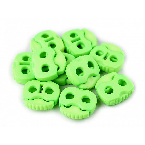 Cord Lock Stopper Toggles 20x20 mm 2-hole (package 10 pc.) - electric green