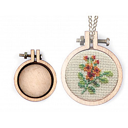 Mini Embroidery Hoops Necklace Brooch, Ø40 mm, ivory