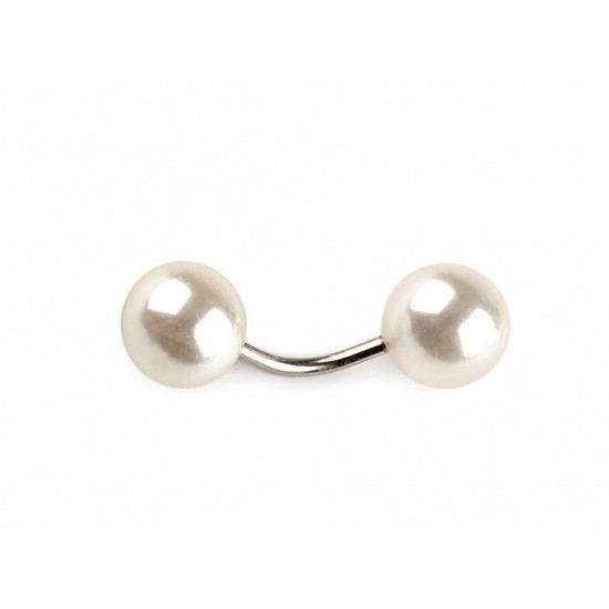 Curved Barbell with Faux Pearls / Clothing Decor, white