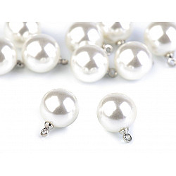 Faux Pearl Bead with Loop Ø11 mm, white, 5 pc.