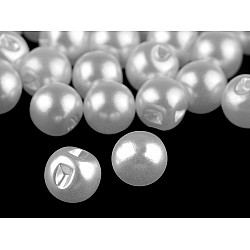 Sew-on Faux Pearl Bead / Button Ø10 mm, pearlwhite, 20 pc.