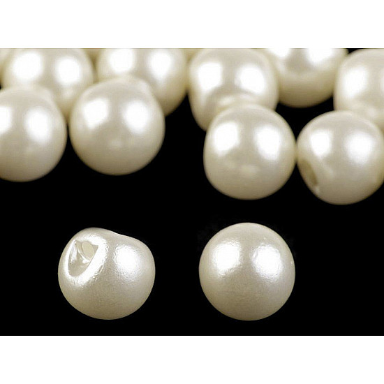 Sew-on Faux Pearl Bead / Button Ø12 mm, pearl, 10 pc.