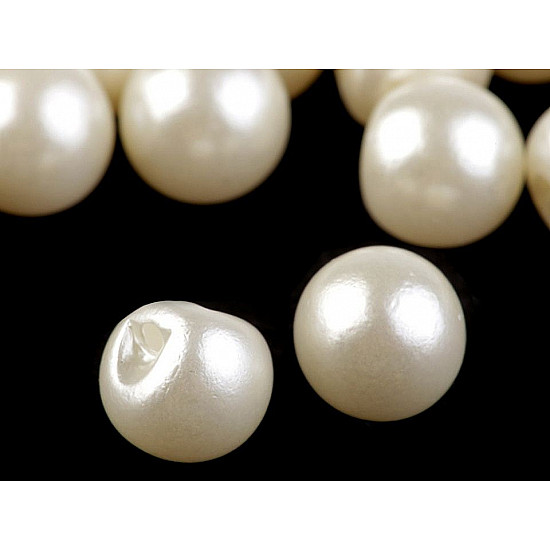 Sew-on Faux Pearl Bead / Button Ø14 mm, pearl, 10 pc.