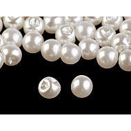 Sew-on Faux Pearl Bead / Button Ø6 mm, pearl, 20 pc.