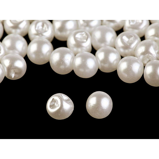 Sew-on Faux Pearl Bead / Button Ø6 mm, pearl, 20 pc.