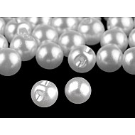 Sew-on Faux Pearl Bead / Button Ø9 mm, pearlwhite, 20 pc.