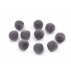 Pom Pom Deluxe Ø15 mm, grey, 10 pc.