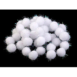 Pom Pom with Lurex Ø15 mm, white, 100 pc.