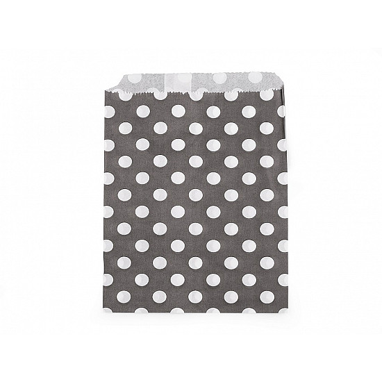 Paper Bag 13x17 cm (package 100 pc.) - white-black - polka dots