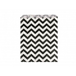 Paper Bag 13x17 cm (package 100 pc.) - white-black - chevron