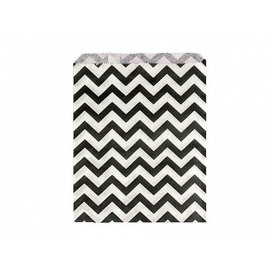 Paper Bag 13x17 cm (package 100 pc.) - white-black - chevron