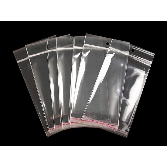 Clear Plastic Self-Adhesive Seal Bags w/ Hang Hole 10x13.5 cm (package 100 pc.)