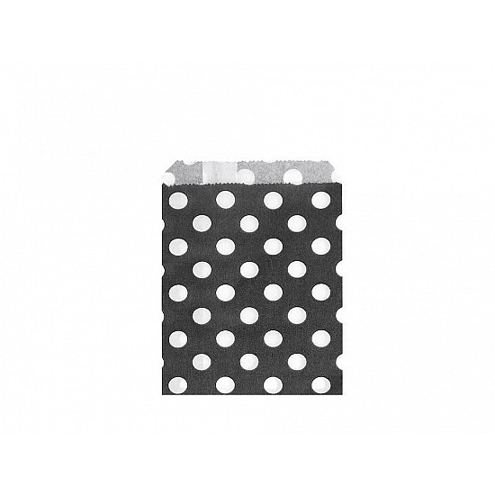 Paper Bag 10x14 cm (package 100 pc.) - white-black - polka dots