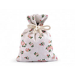 Cotton String Bag with Flowers 13x18 cm