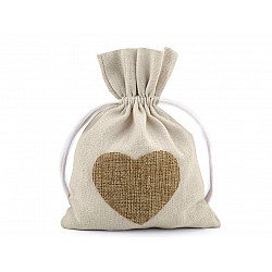 Cotton Drawstring Bag Heart 13x18 cm (package 10 pc.)