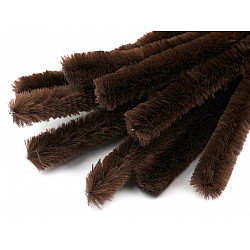 Fuzzy Chenille Wire Sticks Ø15 mm length 30 cm, brown, 10 pc.