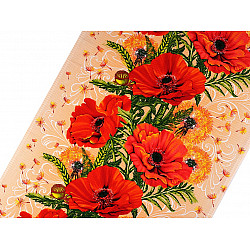 Cotton Waffle Pique Fabric Poppies - (sale by the meter)