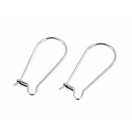 Stainless Steel Ear Wire Kidney Shape 25 mm, platinum, 4 pc.