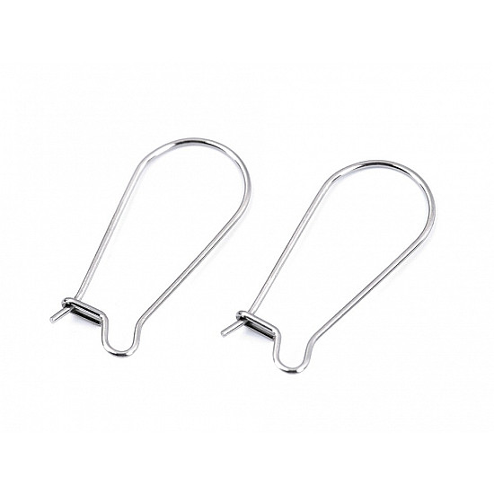 Stainless Steel Ear Wire Kidney Shape 25 mm, platinum, 4 pc.