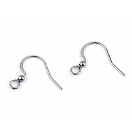 Stainless Steel Earring Hook, platinum, 4 pc.