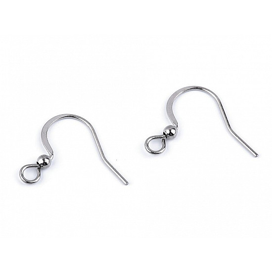 Stainless Steel Earring Hook, platinum, 4 pc.